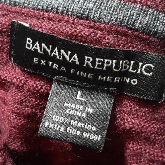 banana republic sweater mens l  maroon red soft Merino wool sweater winter fall - Picture 5 of 7